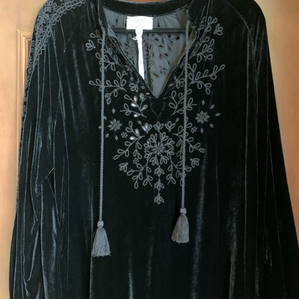Johnny Was “jade” black velvet top